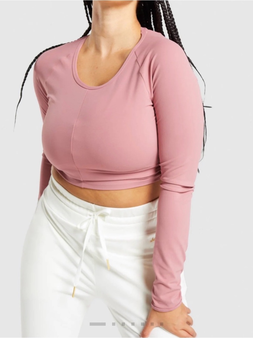 Gymshark Whitney Simmons Long-Sleeve Crop Top in Dusty Pink size small